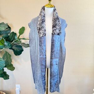 NWT Anthropologie Saldarini Italy Luxury Mohair Silk Damask Scarf Gray/Blue